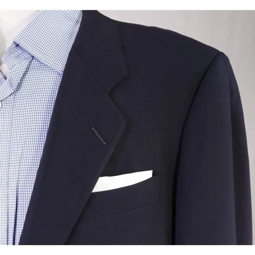 Hickey Freeman Navy Blue Metal Roman Coin Button Wool Blazer 42S